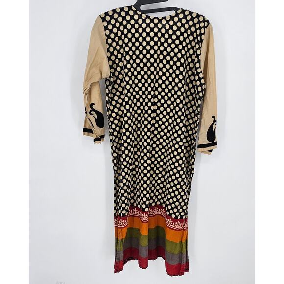 Indian Kurti Embroidered Ethnic Dress Tunic Womens XL Embellished Neckline - Picture 2 of 8